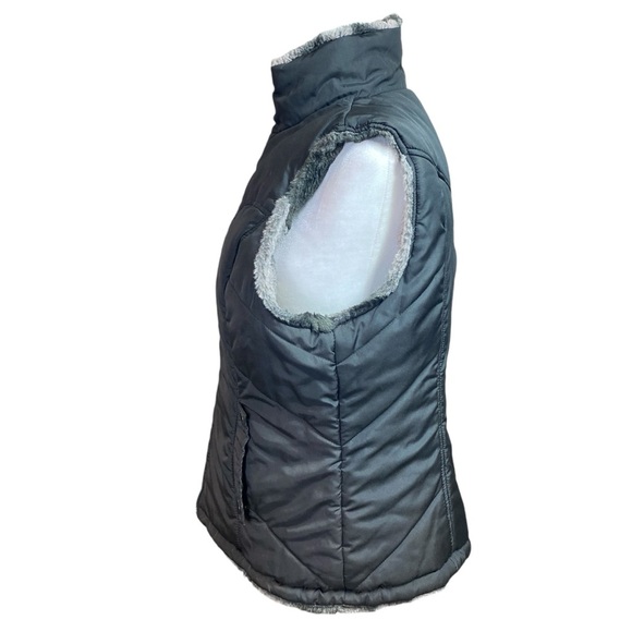 Valerie Stevens Reversible Faux Fur Vest L Full Zip Winter Warm Black Blush Pink - Picture 9 of 12